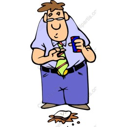 Humorous Cartoon Character with Spill