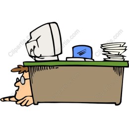 Cartoon Character Under Desk
