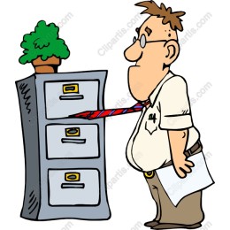 Office Humor : Tie Stuck in Filing Cabinet
