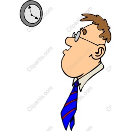Cartoon Office Worker with Clock