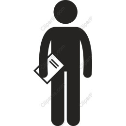 Minimalist Human Figure Holding Document