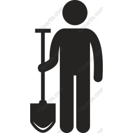 Stylized Construction Worker Holding Shovel