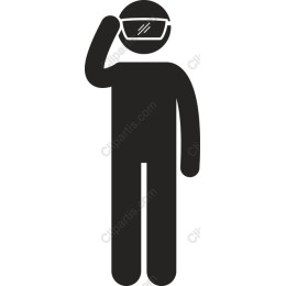 Saluting Figure in Safety Goggles