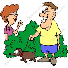 Cheerful Couple Walking Dog