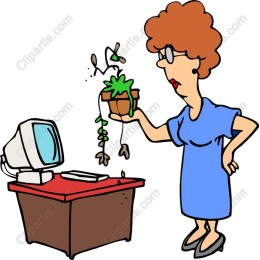 Whimsical Woman with Plant - Home Office Humor