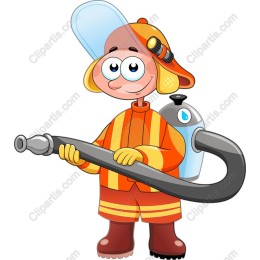 Cheerful Cartoon Firefighter