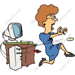 Whimsical Shocked Woman Computer