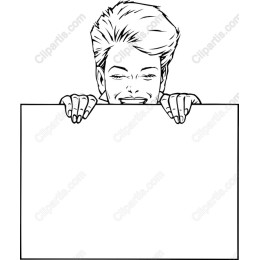 Joyful Character with Blank Sign