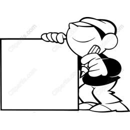 Playful Cartoon Character with Blank Sign