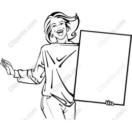 Cheerful Woman Holding Blank Sign