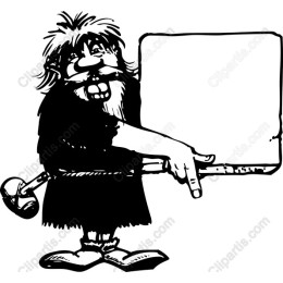 Caveman with Blank Sign