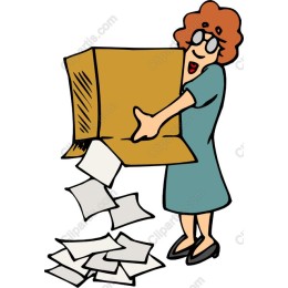 Vibrant of Woman with Box and Papers