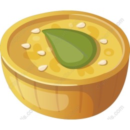 Traditional Dessert in Wooden Bowl