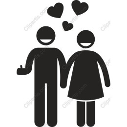 Joyful Couple with Heart Motifs