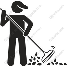 Gardener Raking Leaves