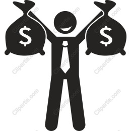 Happy Businessman with Money Bags