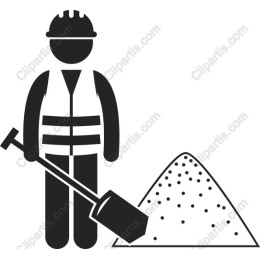 Construction Worker Shoveling Sand
