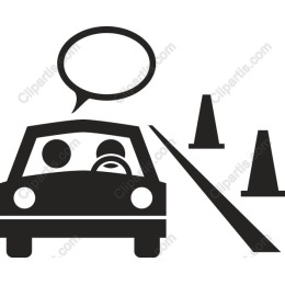 Driving Safety: Car with Passengers and Road Cones