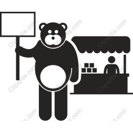 Whimsical Bear with Sign