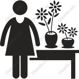 Elegant Woman with Flower Pots