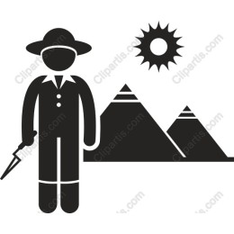 Traveler with Pyramids and Sun