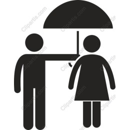 Couple Sharing Umbrella