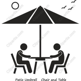 Patio Umbrella, Chair, and Table
