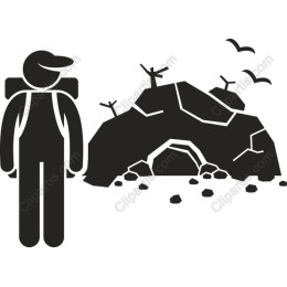 Hiker by Cave