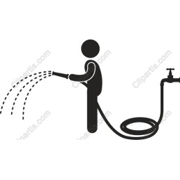 Minimalist Gardening - Watering Person with Hose