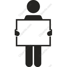 Minimalist Human Figure with Blank Sign