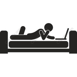 Relaxed Individual on Bed with Laptop
