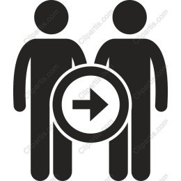 Collaboration: Two Figures with Arrow Symbol