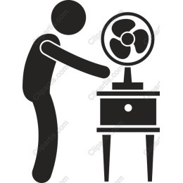 Minimalist Person with Table Fan