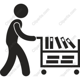 Person Pushing Cart of Books