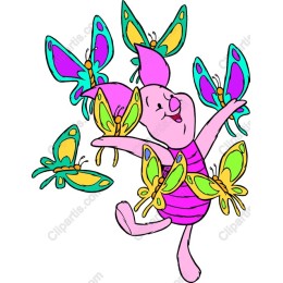 Joyful Piglet with Butterflies