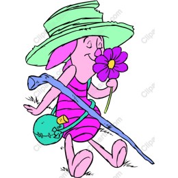 Whimsical Pink Rabbit in Nature