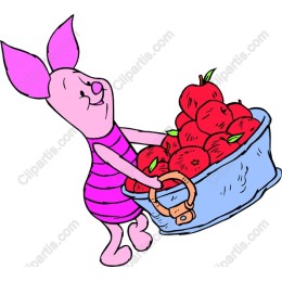 Playful Pink Pig with Apple Basket