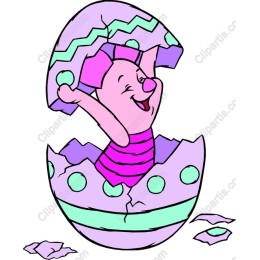 Joyful Pig Emerging from Easter Egg