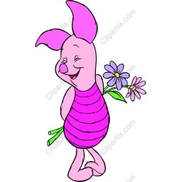 Charming Pink Character with Flowers