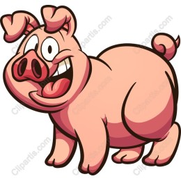 Cheerful Cartoon Pig