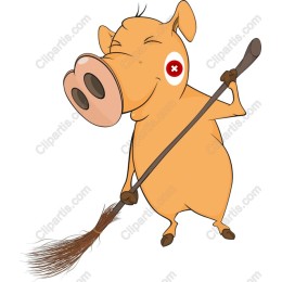 Charming Cartoon Pig with Broom