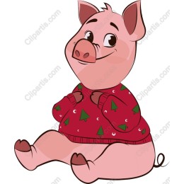 Cheerful Piglet Cartoon in Sweater
