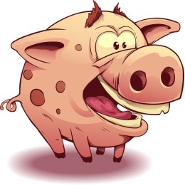 Cheerful Cartoon Pig