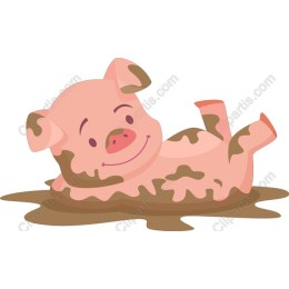 Cheerful Piglet in Mud