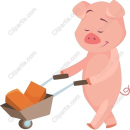 Cheerful Piglet with Wheelbarrow