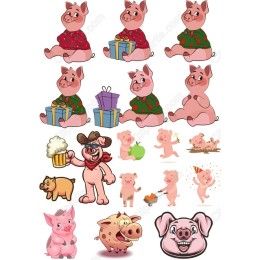 Playful Pig Clipart Set
