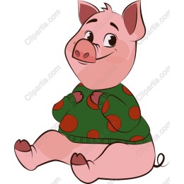 Adorable Cartoon Pig in Sweater