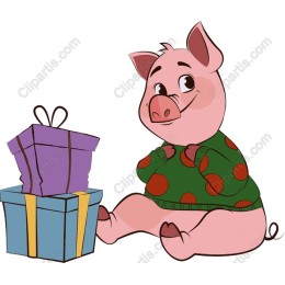 Charming Pig Character with Festive Gifts