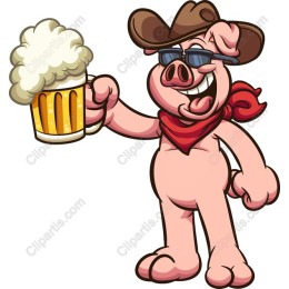 Cheerful Cowboy Pig with Beer