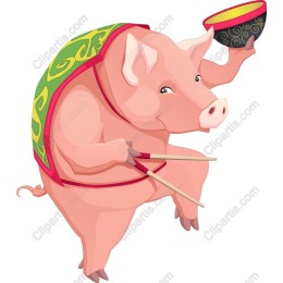 Cheerful Pig Holding Bowl